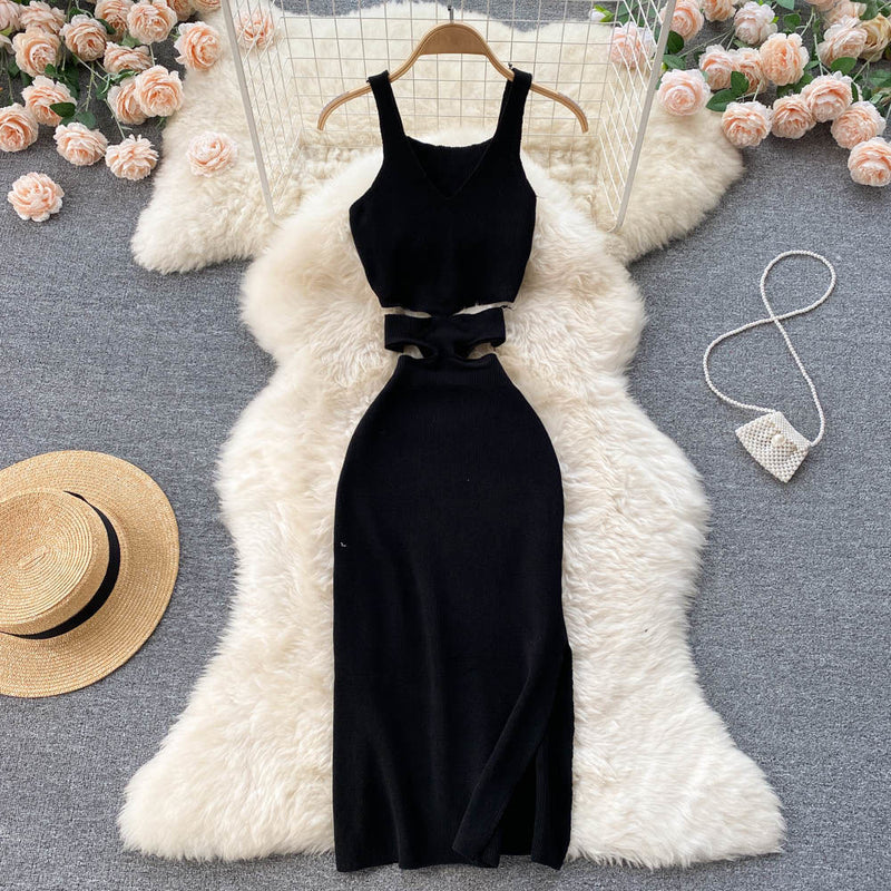 Vestido Feminino de Malha Sexy com Cintura Elástica